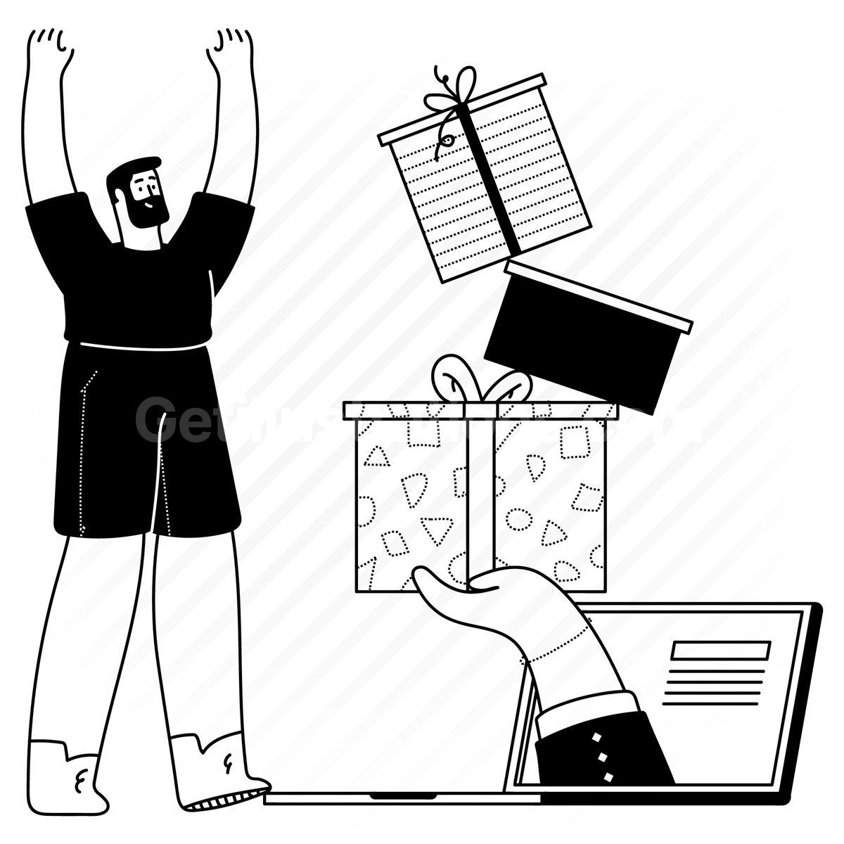 box, gift, present, package, handover, giveaway, laptop